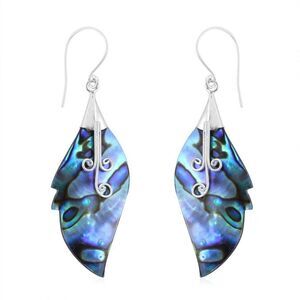 Abalone Shell Leaf Earrings in Sterling Silver